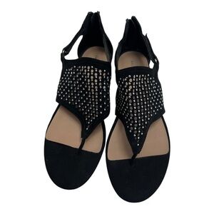 Cloudwalkers By Avenue Indie Black Faux Suede Zip Stud Thong Sandals size 10W